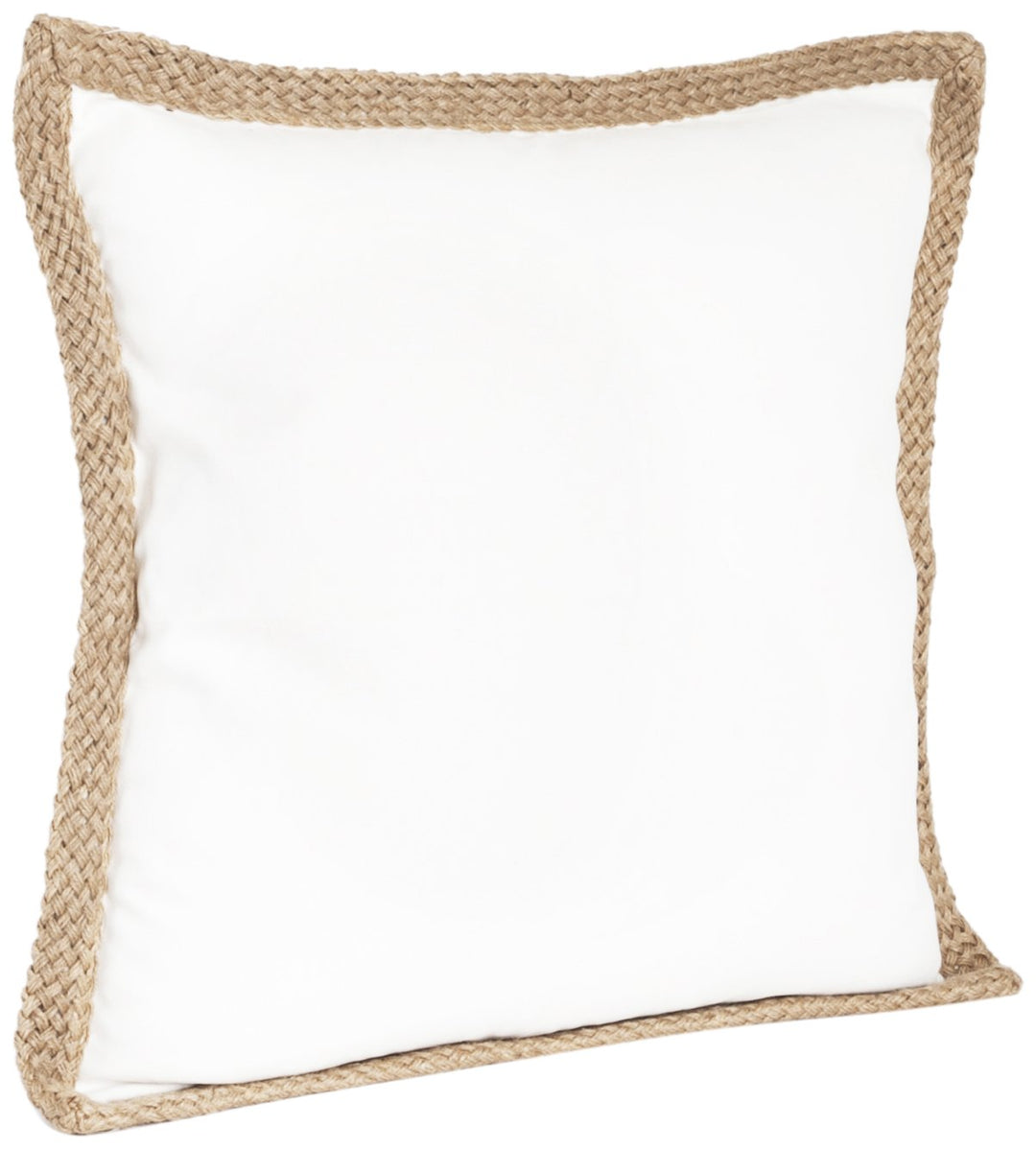 SARO LIFESTYLE 24139.W20S Square Solid Jute-Braided Down Filled Pillow White 20" Down - White