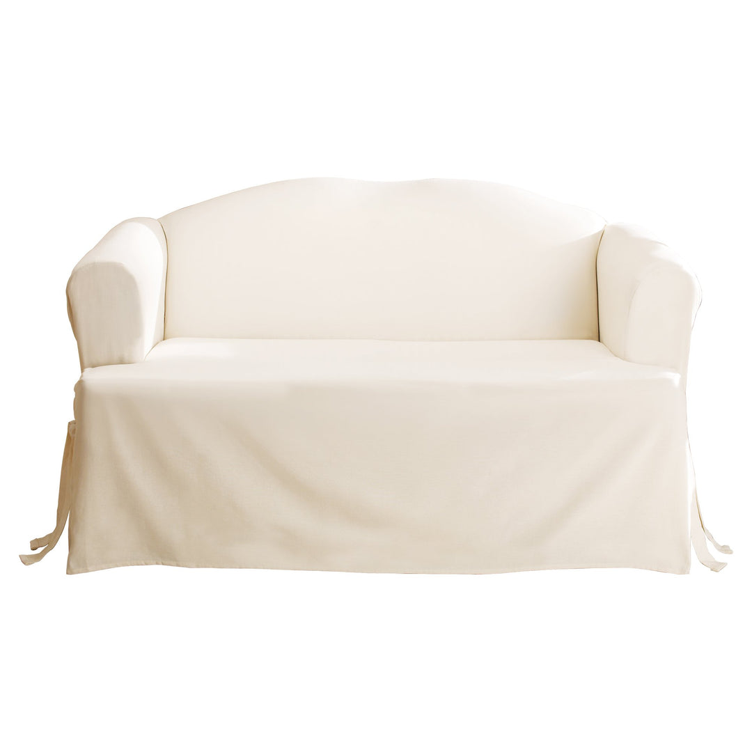 SureFit Cotton Duck Canvas T Cushion Loveseat Slipcovers Loveseat Cover Cotton Natural