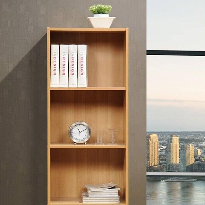 4 Shelf Bookcase Slim Design Maple 52 X 63 Brown Modern Contemporary Wood Finish - Diamond Home USA