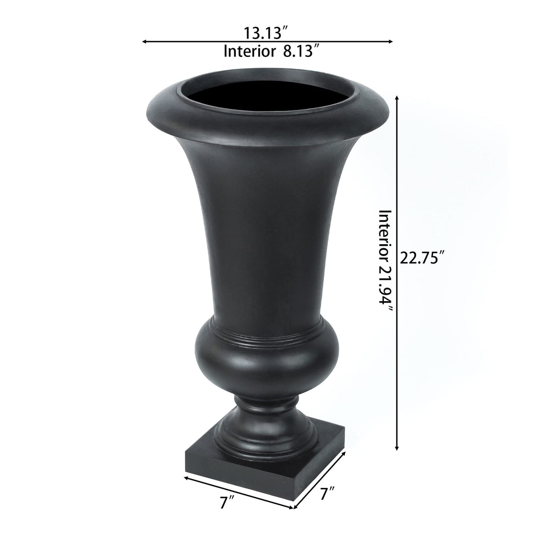 Winchoice Inc. 22.75" H Fluted Top Slender Handcrafted MgO Urn Planter Indoor Black