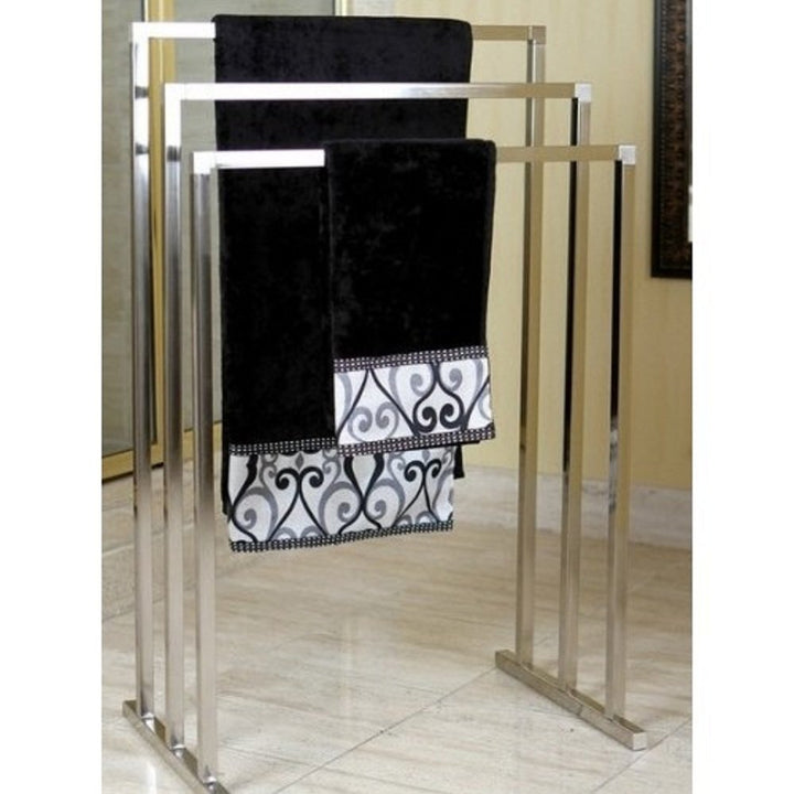 Pedestal Satin Nickel 3-tier Iron Towel Rack Clothing and Towels Hanger