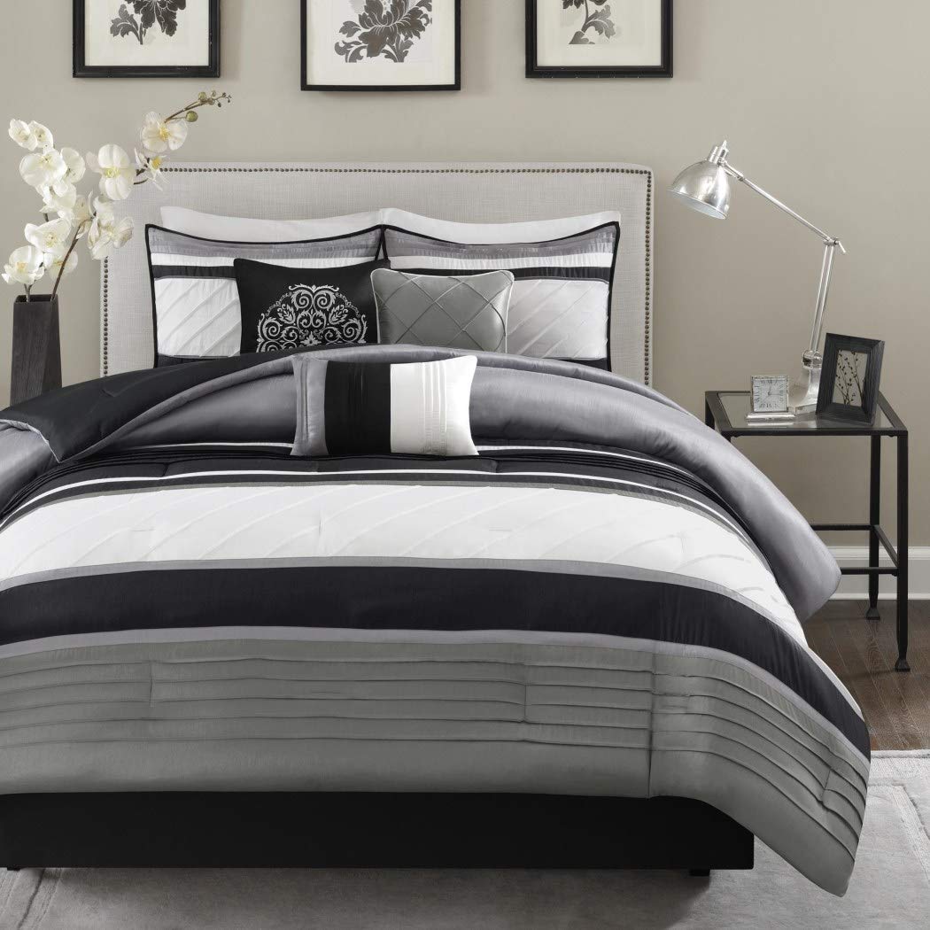 7 Piece Striped Comforter Cal California Set