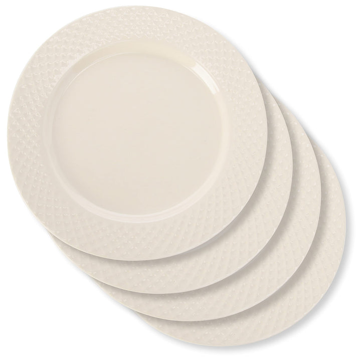 Sahara Waffle 8-inch Salad Plate Set Of 4 Off/White Solid Casual Round Stoneware