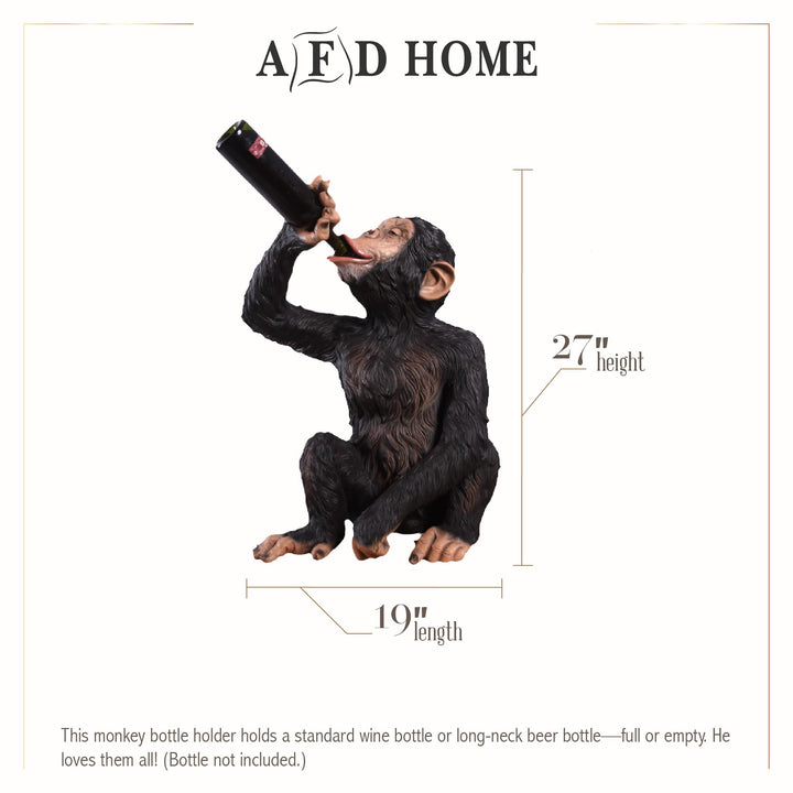 AFD Home Boozy Chimp Bottle Holder Unique Wine Decor Funny Chimp Statue 19 - Diamond Home USA