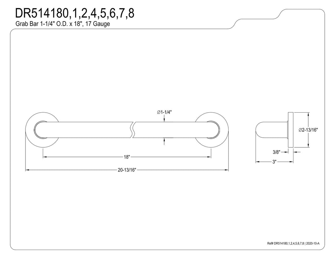 Kingston Brass DR514186 Meridian 18-Inch Decorative ADA Grab Bar Polished Nickel