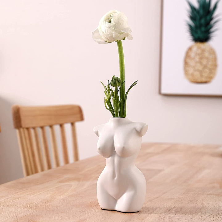 Female Body Vase for Home Office Boho Chic Multi Color Ceramic