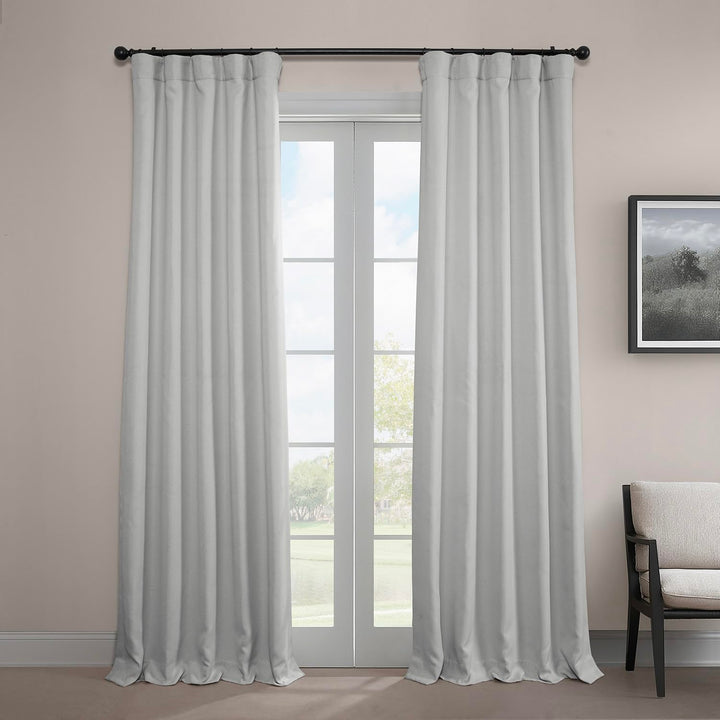 HPD Half Price Drapes Faux Linen Room Darkening Curtains - 84 Inches Long Luxury 50 X 84 - Oyster