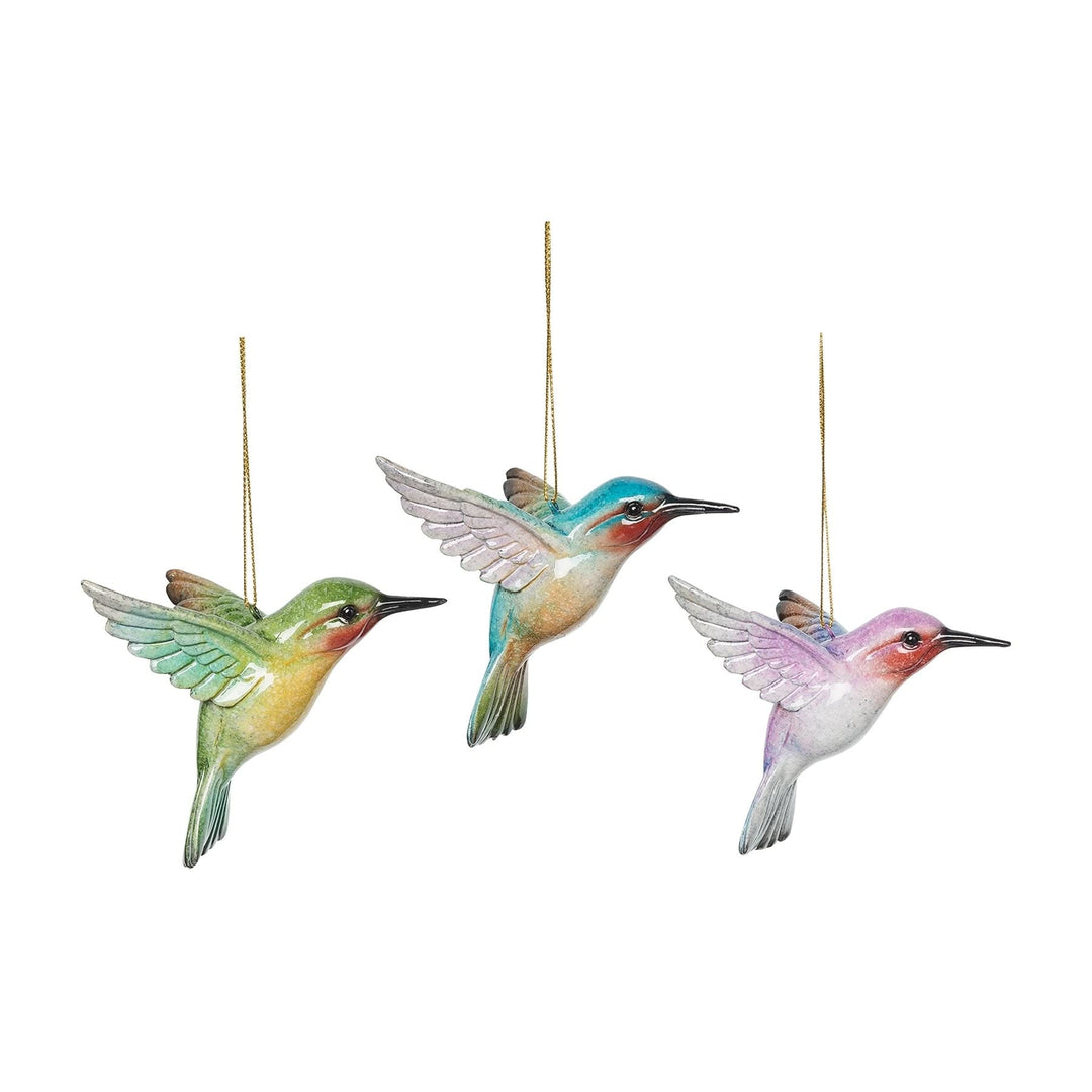 Hummingbird Ornaments Set of 3 3.82" X 2.87" 2.68" Multi Color Animals Synthetic