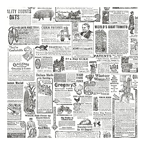 Underwood Black Vintage Newspaper Wallpaper 20.5 X Washable