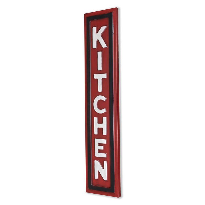 Red Metal Kitchen Wall Sign Modern Contemporary Natural Finish Handmade