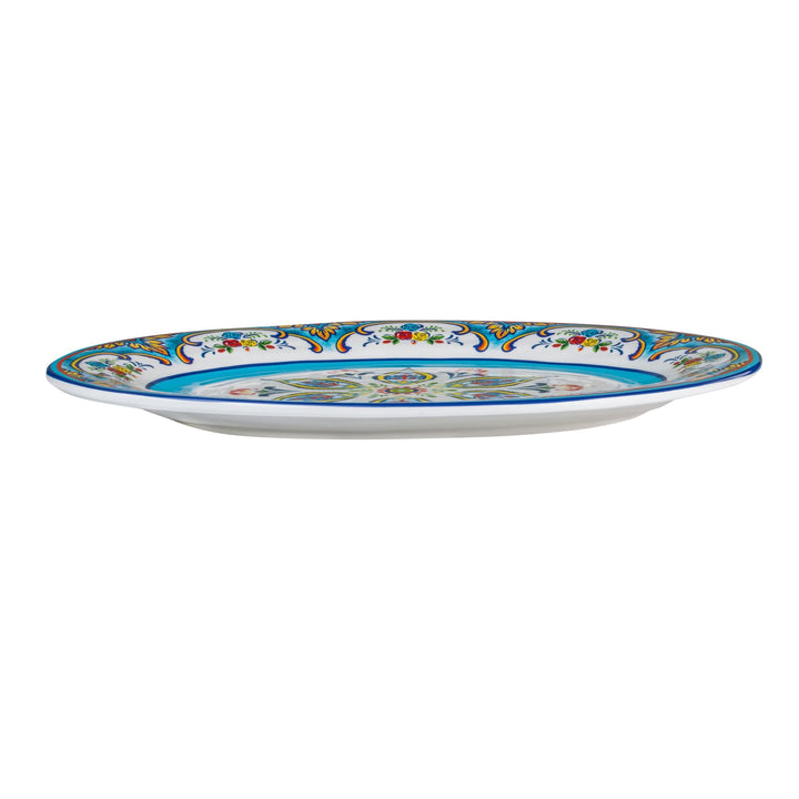 Euro 16-inch Oval Serving Platter Multi Color Ceramic Dishwasher Safe Microwave