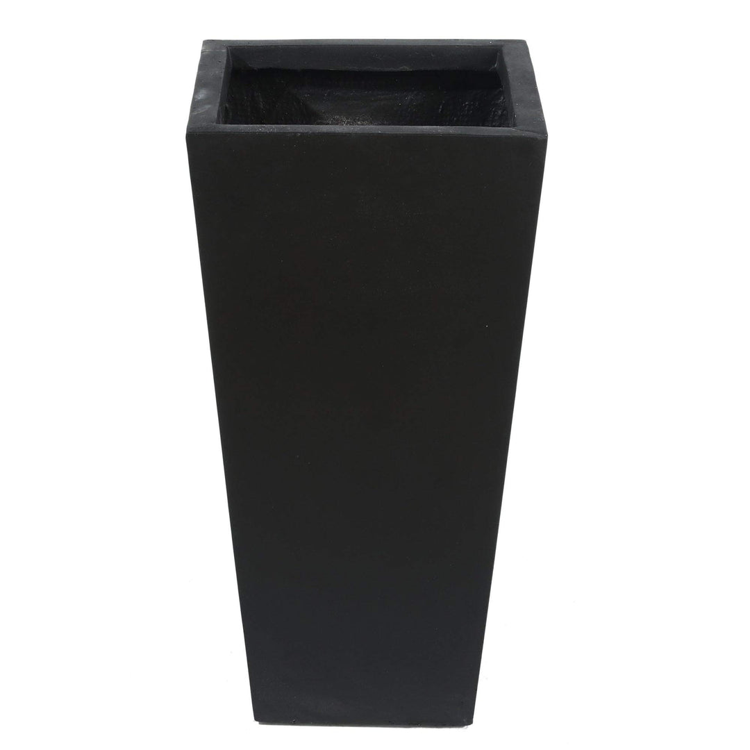 Winchoice Inc. Tapered Stone Finish Tall Planter Black Medium MEDIUM - Black