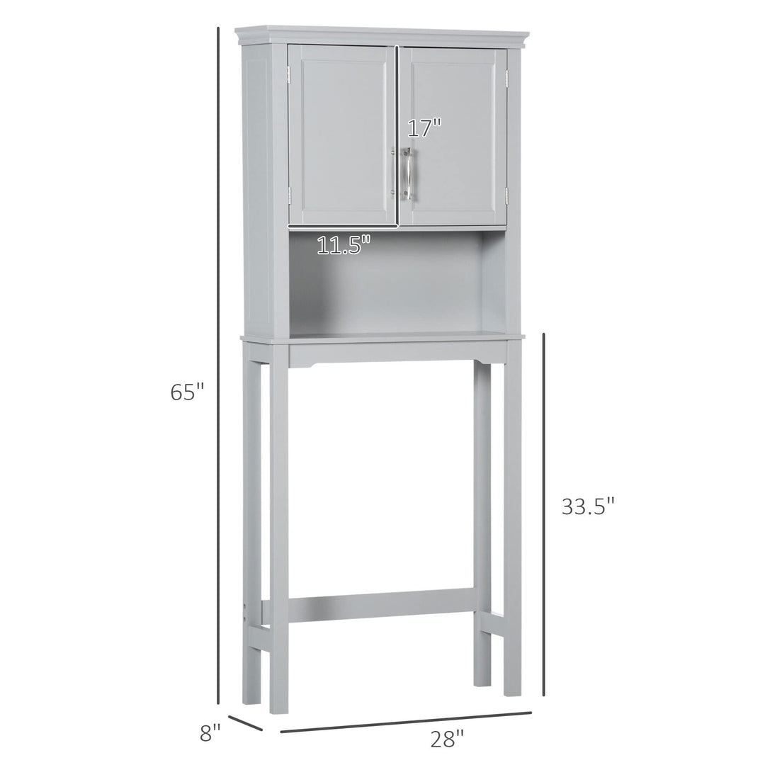 Modern Over The Toilet Storage Cabinet Double Door Bathroom Organizer Grey