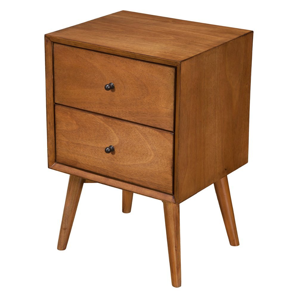 Alpine Furniture Flynn Nightstand 18" W x 15" D x 26" H Acorn Brown