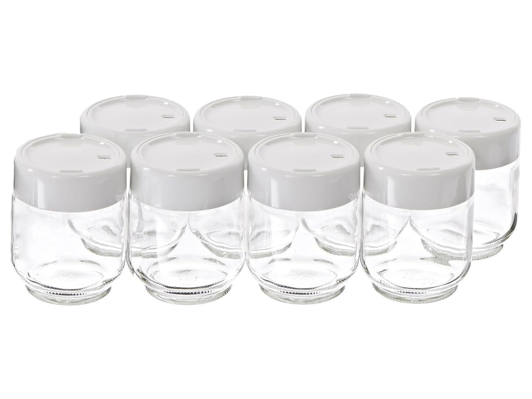 Euro Cuisine Glass Jars for Yogurt Maker with Date Indicator Lids Clear 6