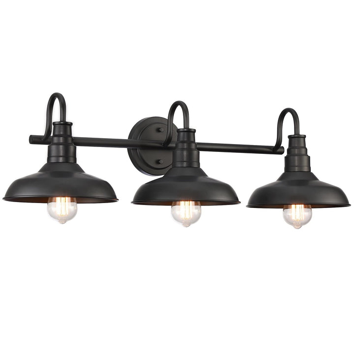 Black Finish Industrial 3-light Metal Vanity Light Modern Contemporary Bronze