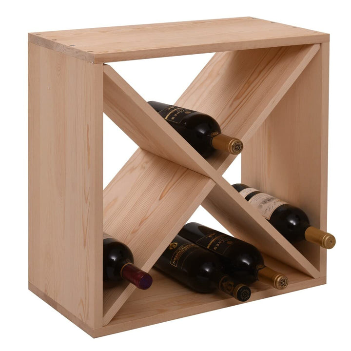 24-Bottle Compact Cellar Cube Wine Rack Brown Modern Contemporary Wood - Diamond Home USA