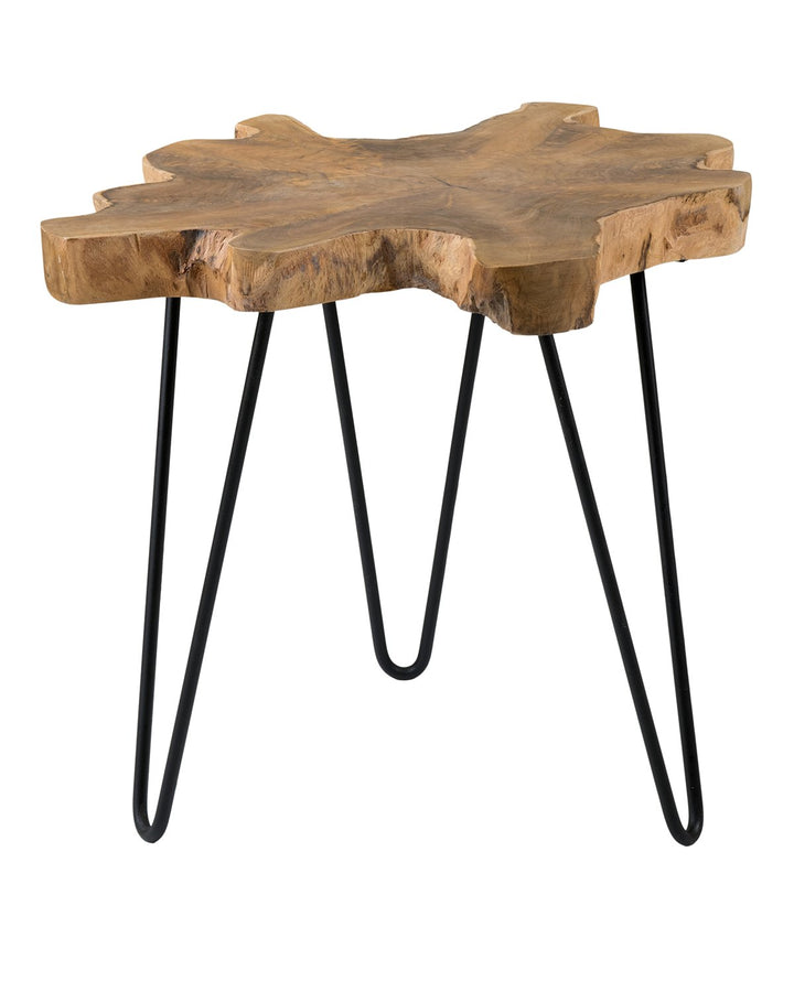 EAST at MAIN Lovilla Brown Round Teakwood Accent End Table (23x20x20)