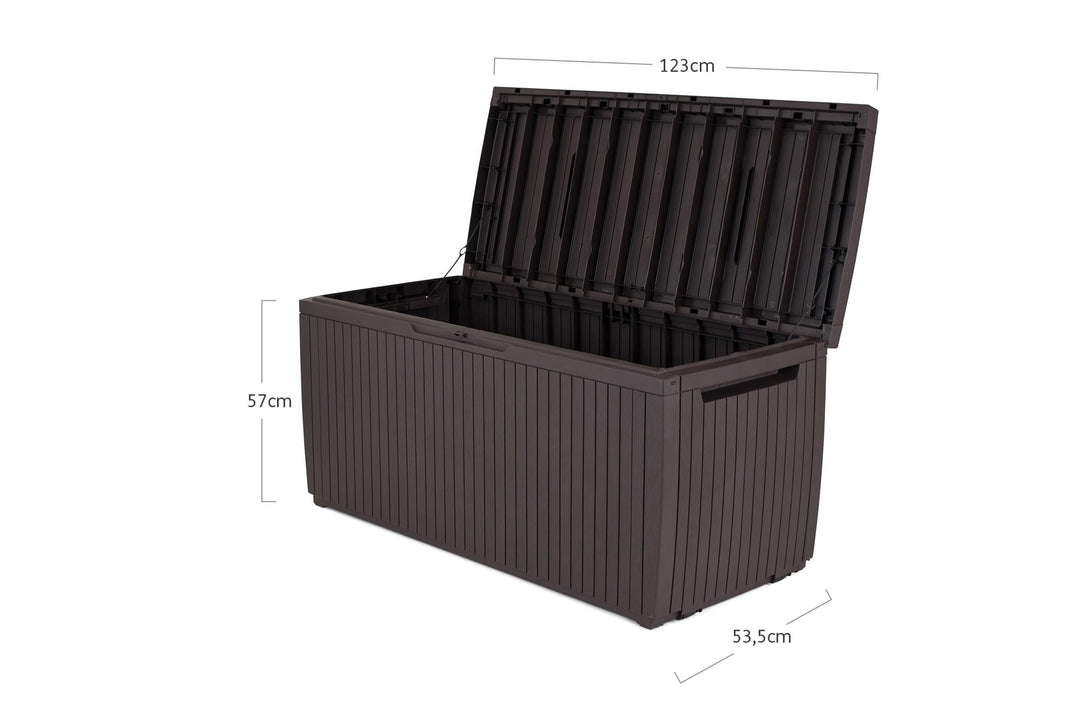 Keter Cushion Box Rainproof Balcony Springwood Cushion Storage Box Brown 123 x