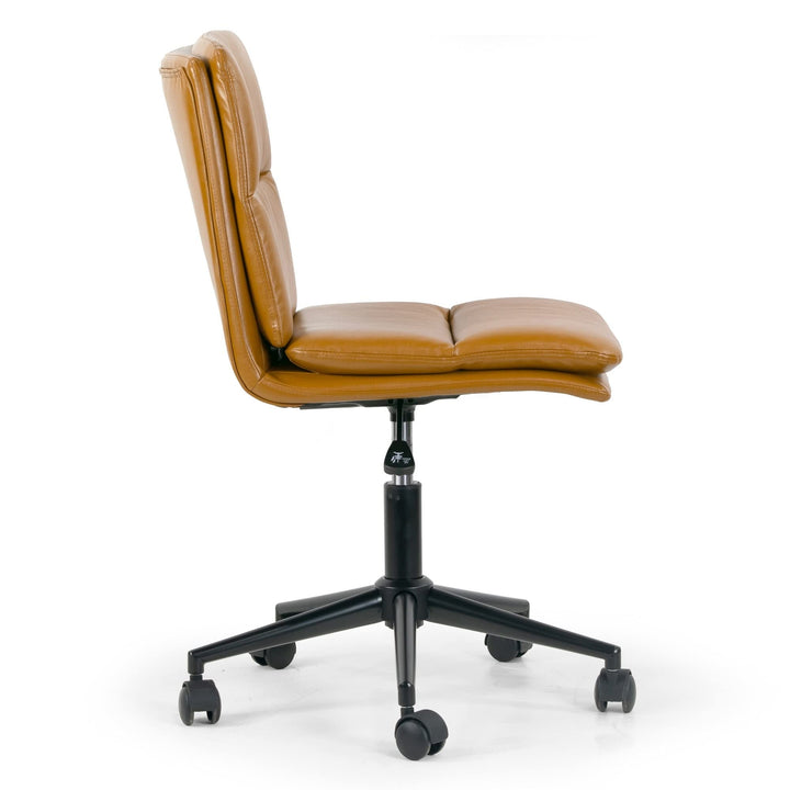 Cappuccino Leather Adjustable Height Swivel Office Chair Brown Modern