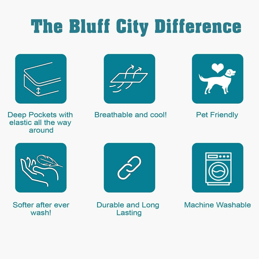 BLUFF CITY BEDDING 1800TC Soft Microfiber 4-Piece Deep-Pocket Bed Sheet Set