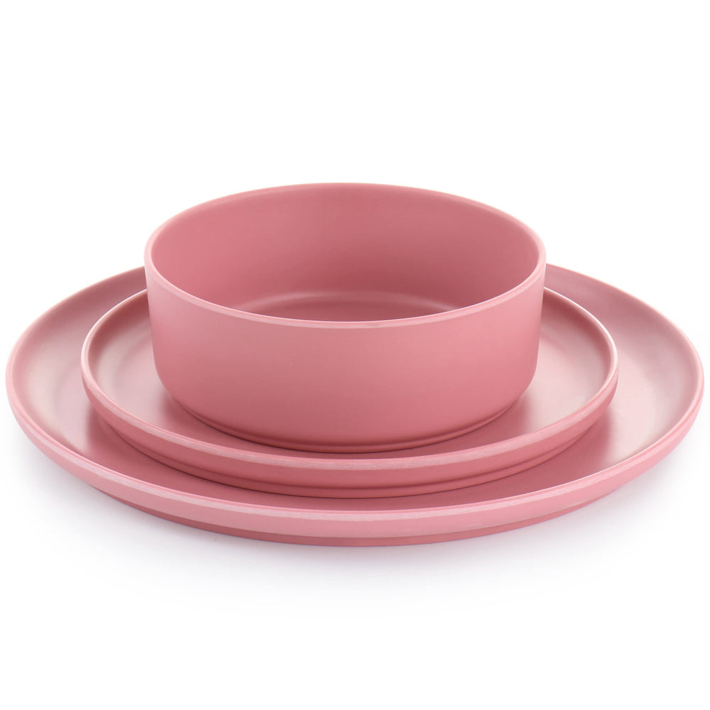 12 Piece Round Dinnerware Set In Pink Pieces Solid Casual - Diamond Home USA