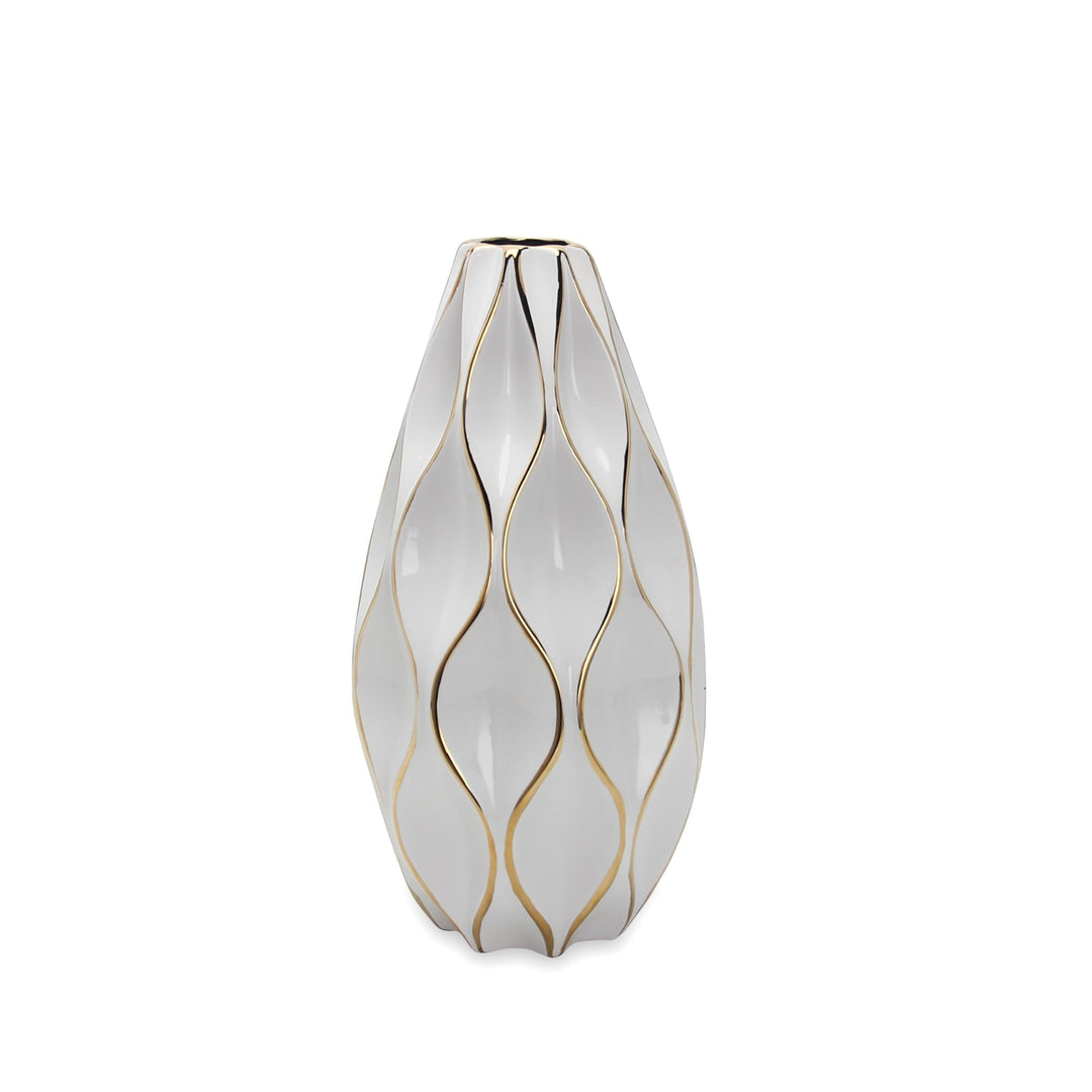 Beloved Elegant White Ceramic Vase with Gold Accents Multi Color