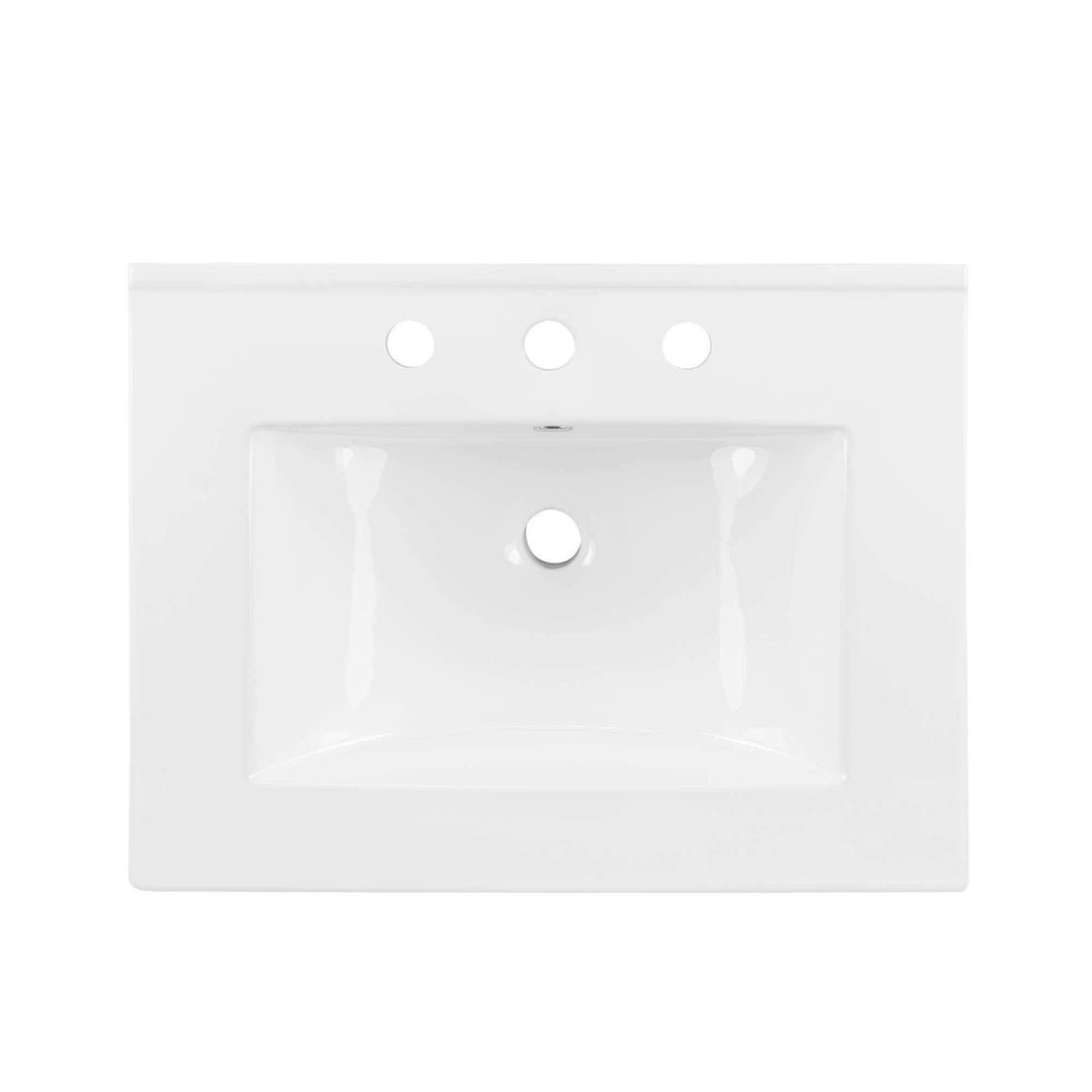 24" Bathroom Sink White Ceramic Polished - Diamond Home USA