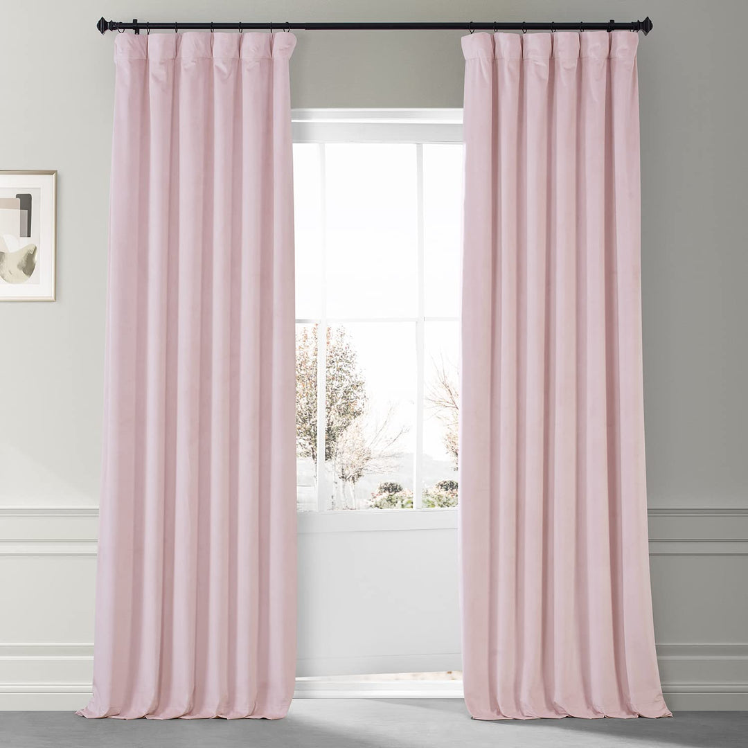 HPD HALF PRICE DRAPES Signature Plush Velvet Blackout Curtains for Bedroom (1 50 X 96 - Rose Water