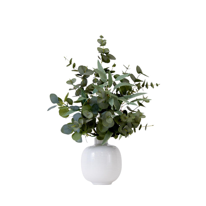 24" Artificial Eucalyptus Leaves Arrangement with Ceramic Planter Green Handmade