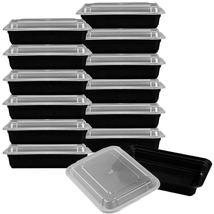 12 Pieces Black Food Containers with Lids Set (2" x 9" x 5") Best For Parties - Diamond Home USA