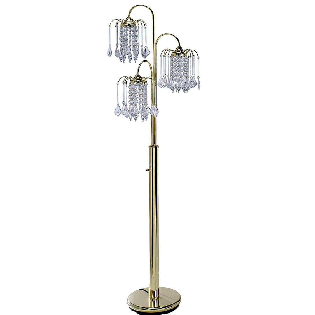 63" Gold Three Lights Candelabra Floor Lamp with Clear Crystal Shades 66 X 19 - Diamond Home USA