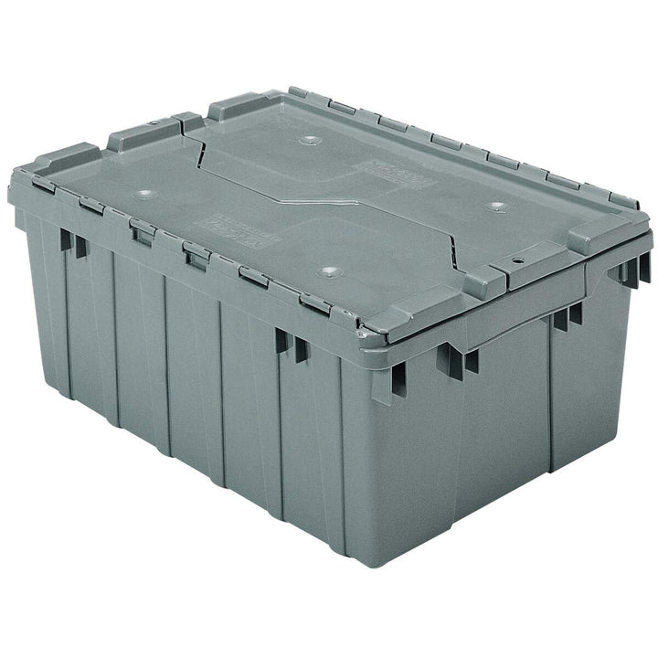 Grey Plastic 21.5-inch X 15-inch 9-inch 8.5 Gal Attached Lid Container