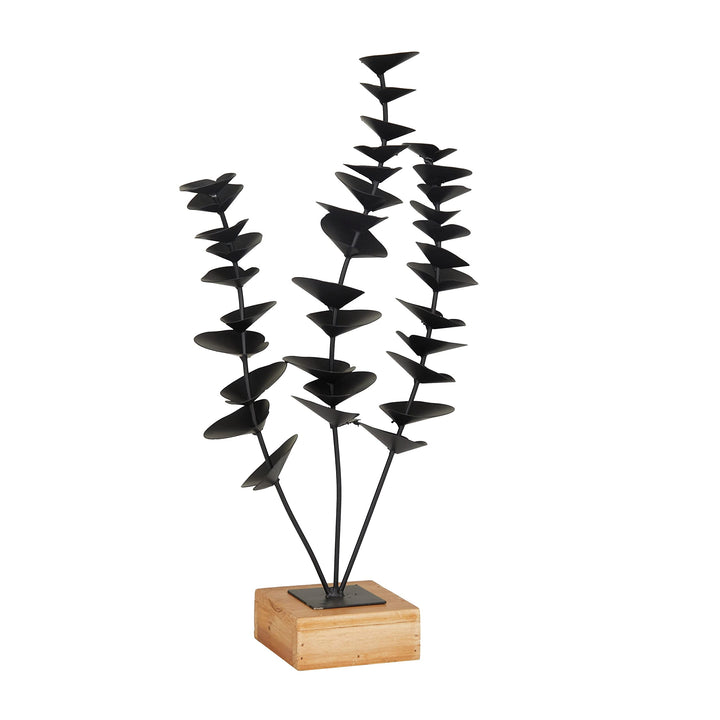 Black Metal Contemporary Floral Sculpture 9 X 4 18 Iron