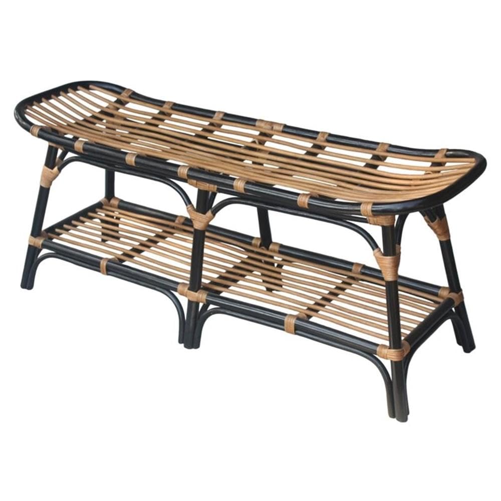 npd furniture and more Damara Rattan w/Shelf Bench Black