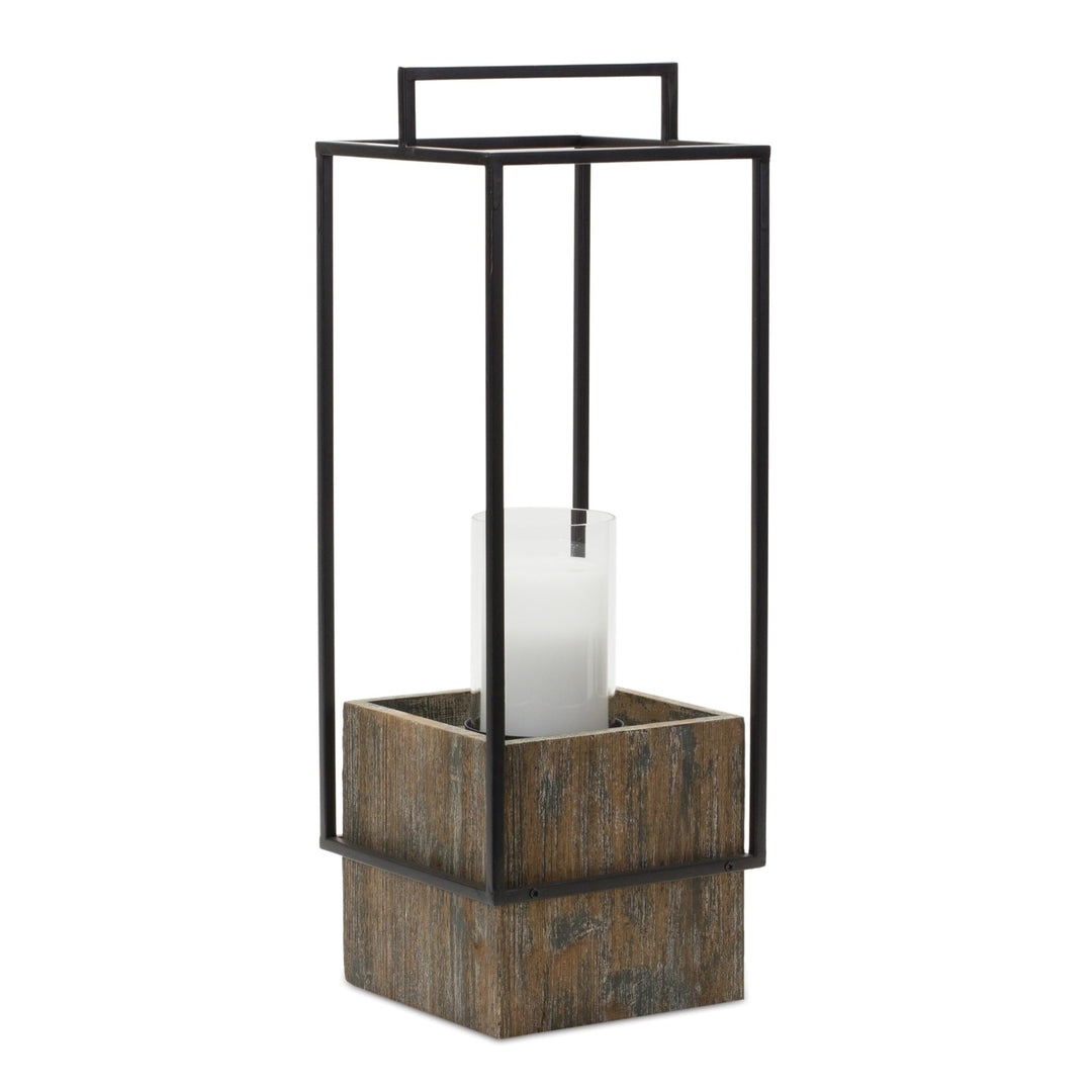 Wood Candle Holder with Metal Frame 21.5" h Black