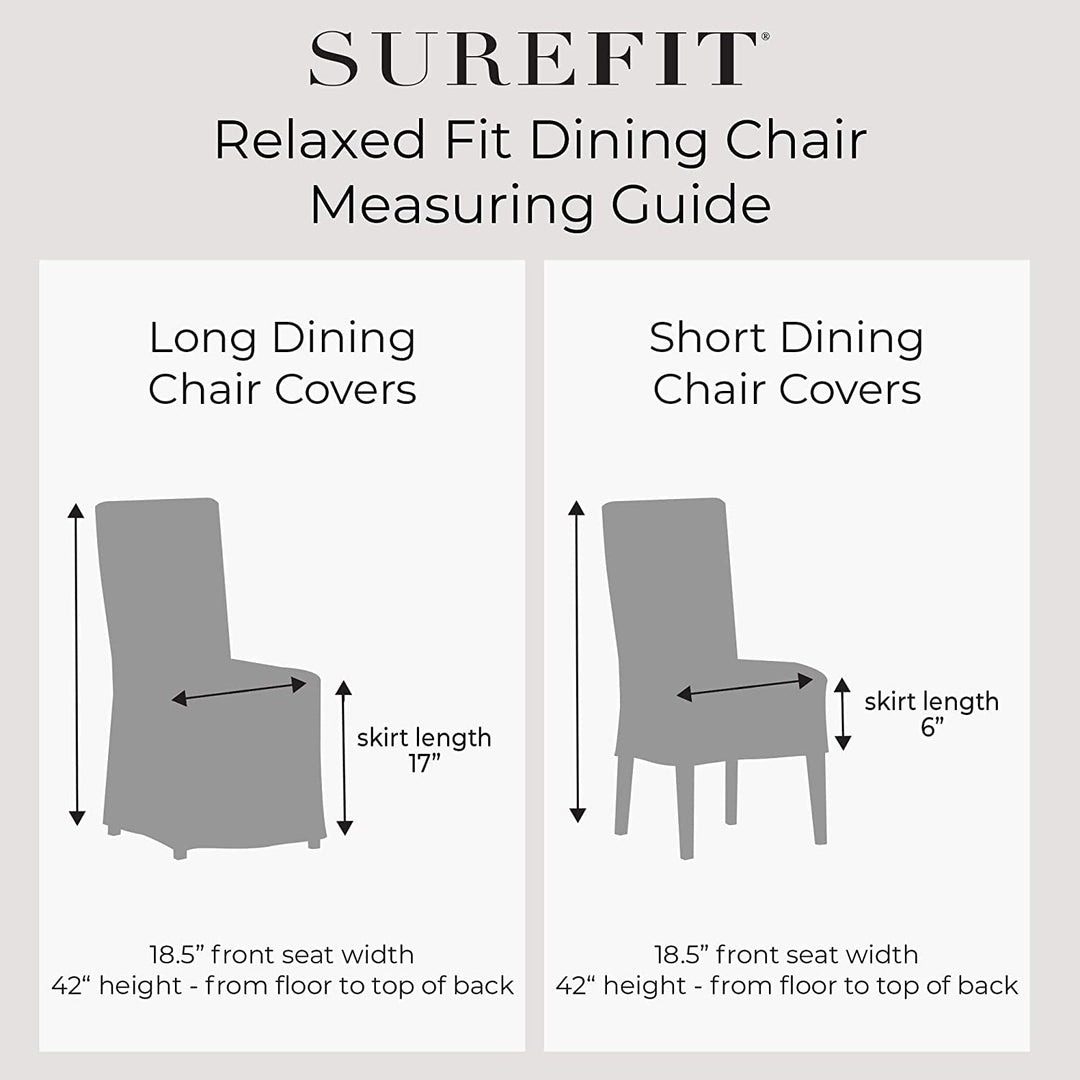 SureFit Essential Twill Long Dining Chair Slipcover Dining Chair Cover with