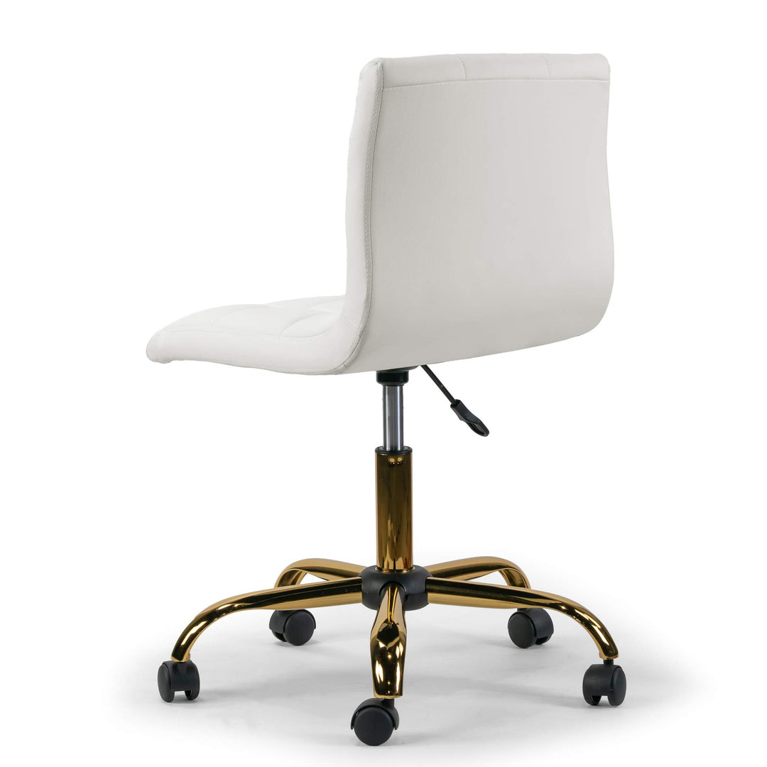 Glamour Home Aman Faux Leather Adjustable Height Swivel Office Chair in Cream