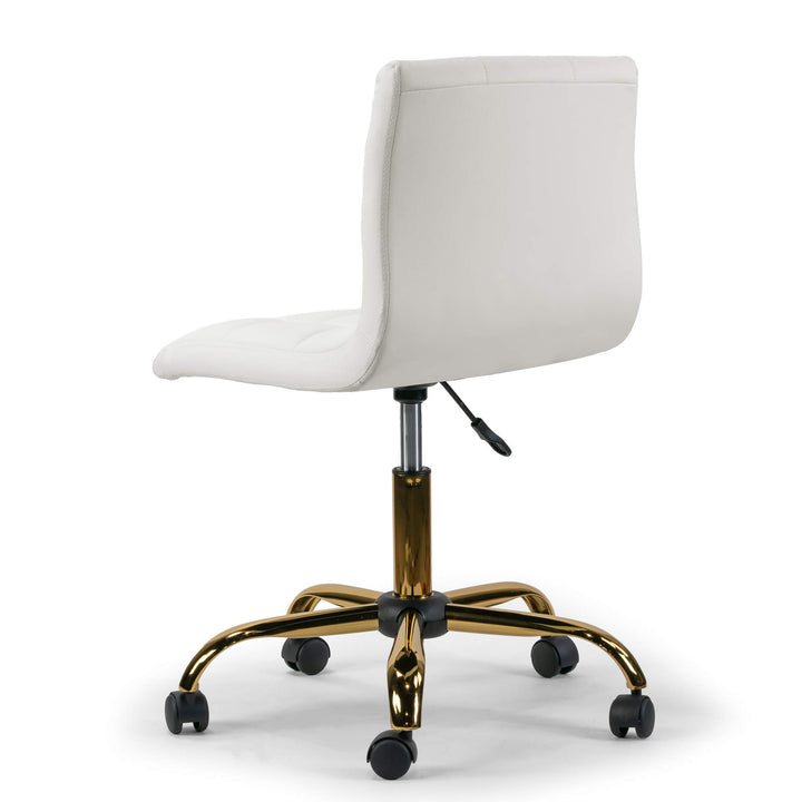 Glamour Home Aman Faux Leather Adjustable Height Swivel Office Chair in Cream