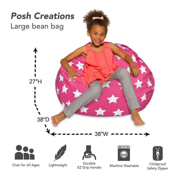 Kids Bean Bag Chair, Big Comfy Chair - Machine Washable Cover