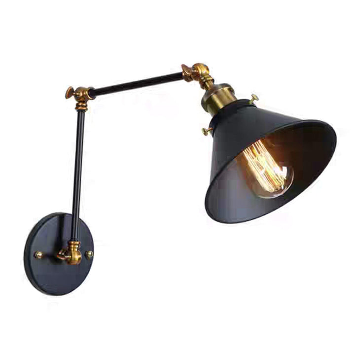 Warehouse of Tiffany LD5057 Payne Matte Black & Antique Brass 1-Light Metal Cone