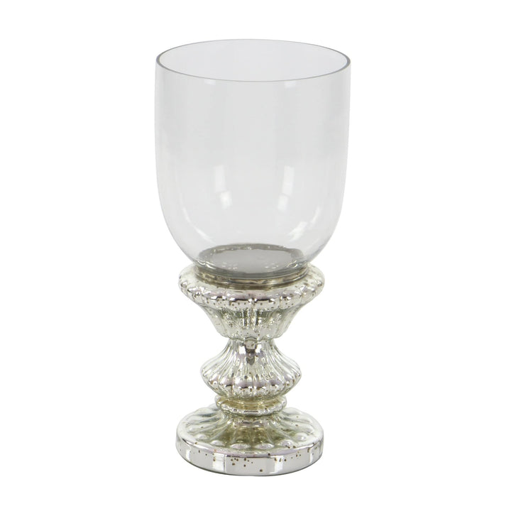 Silver Glass Traditional Hurricane Lamp 14 X 7 Finish