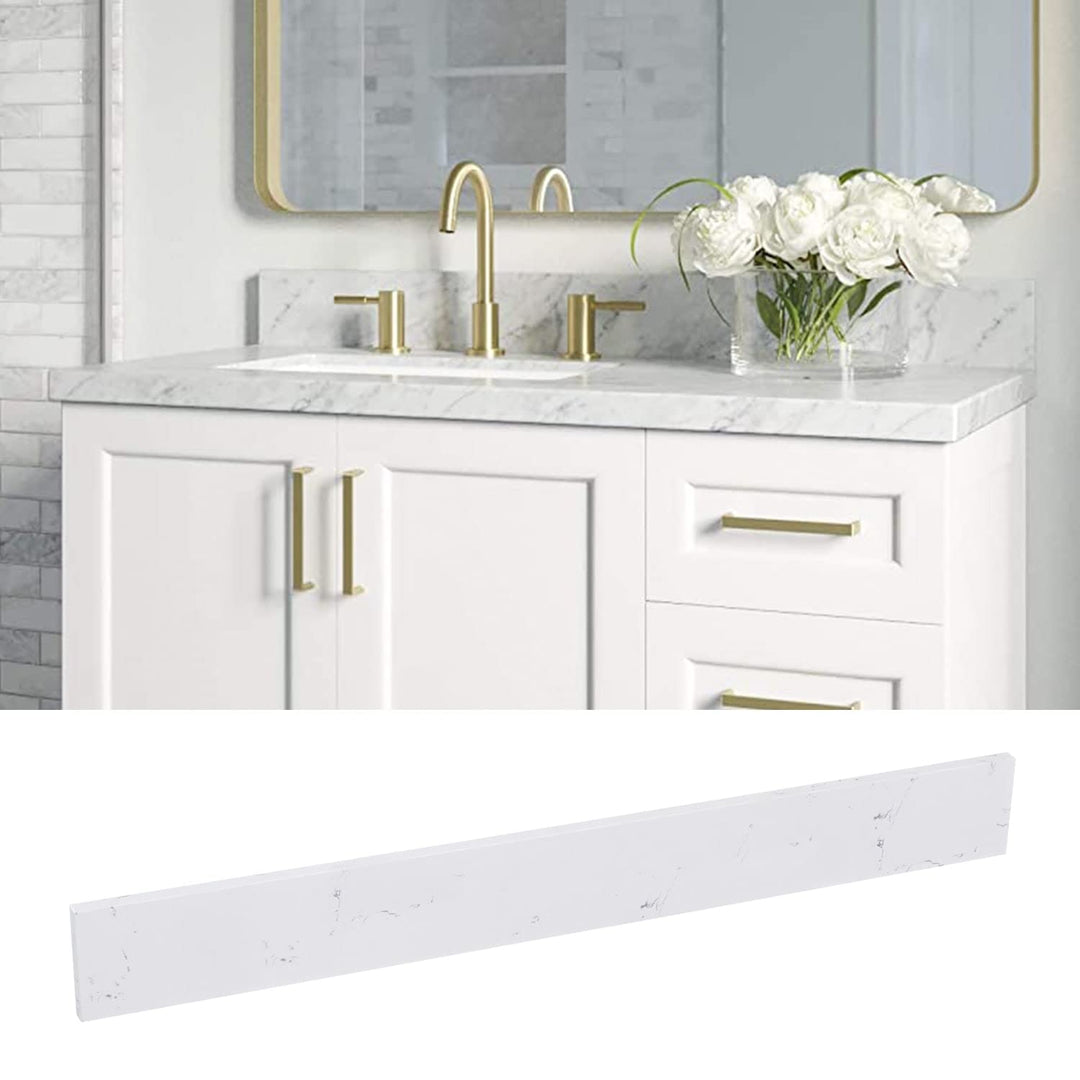 36 in. Engineered Marble Backsplash for Cabinet Vanity White Beach Natural