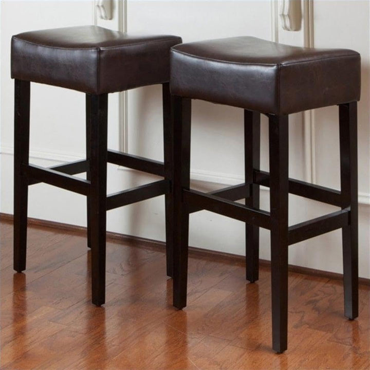 Noble House 30" Rodriguez Backless Bar Stools in Brown (Set of 2)