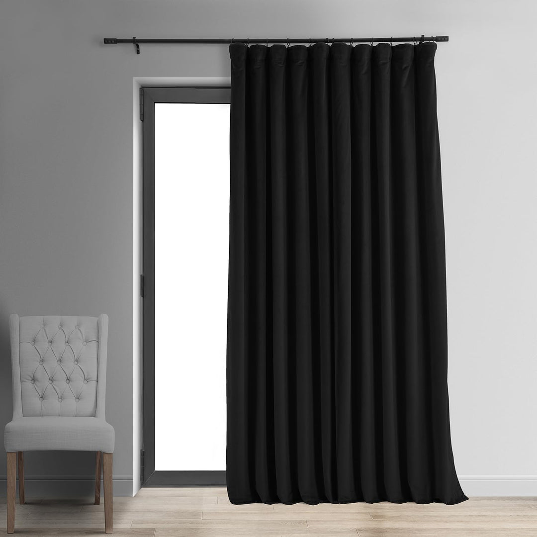 HPD Half Price Drapes Signature Velvet Thermal Blackout Curtains for Living Room 100"w x 84"l - Black