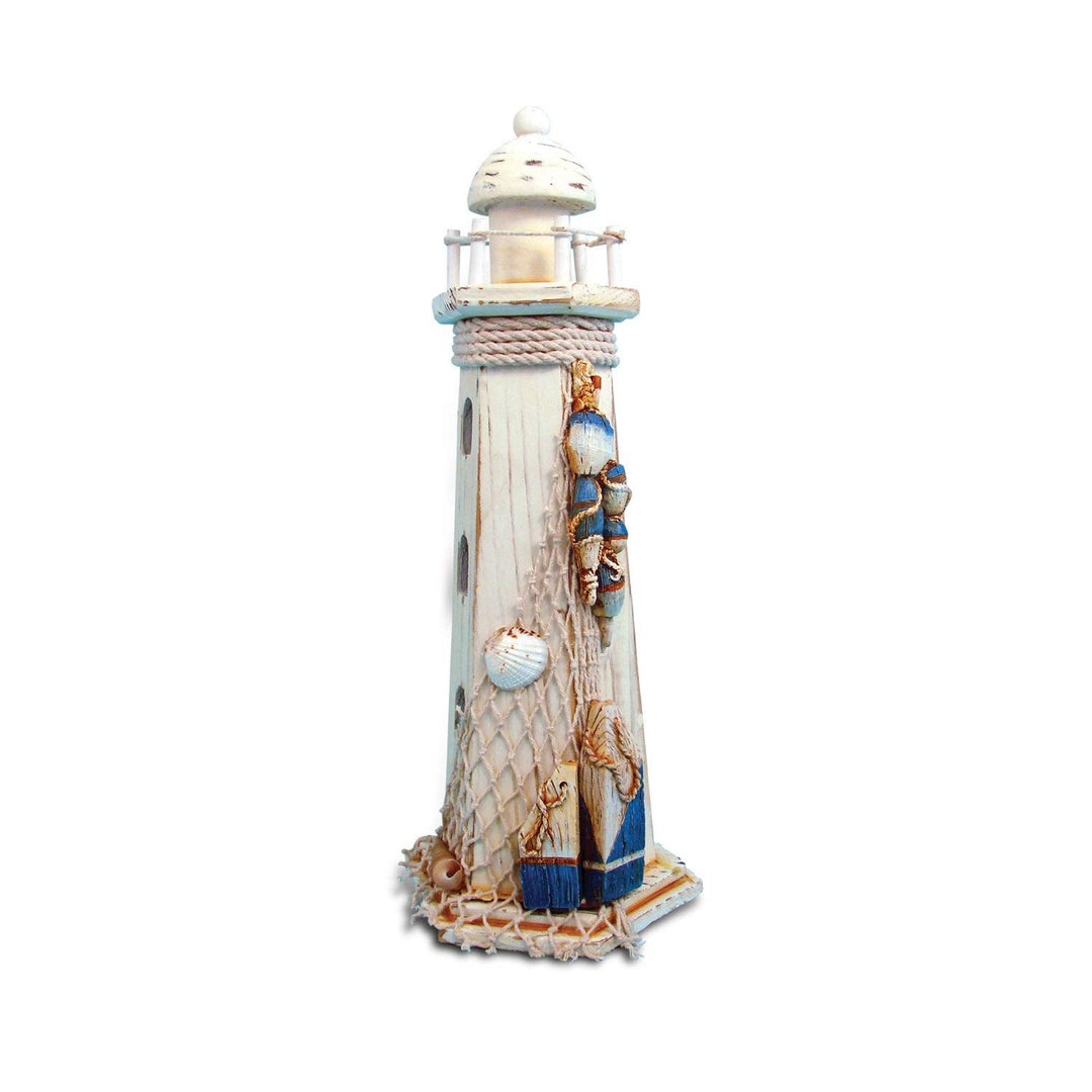 White Wooden Lighthouse Nautical Decor Multi Color Coastal Plastic Wood