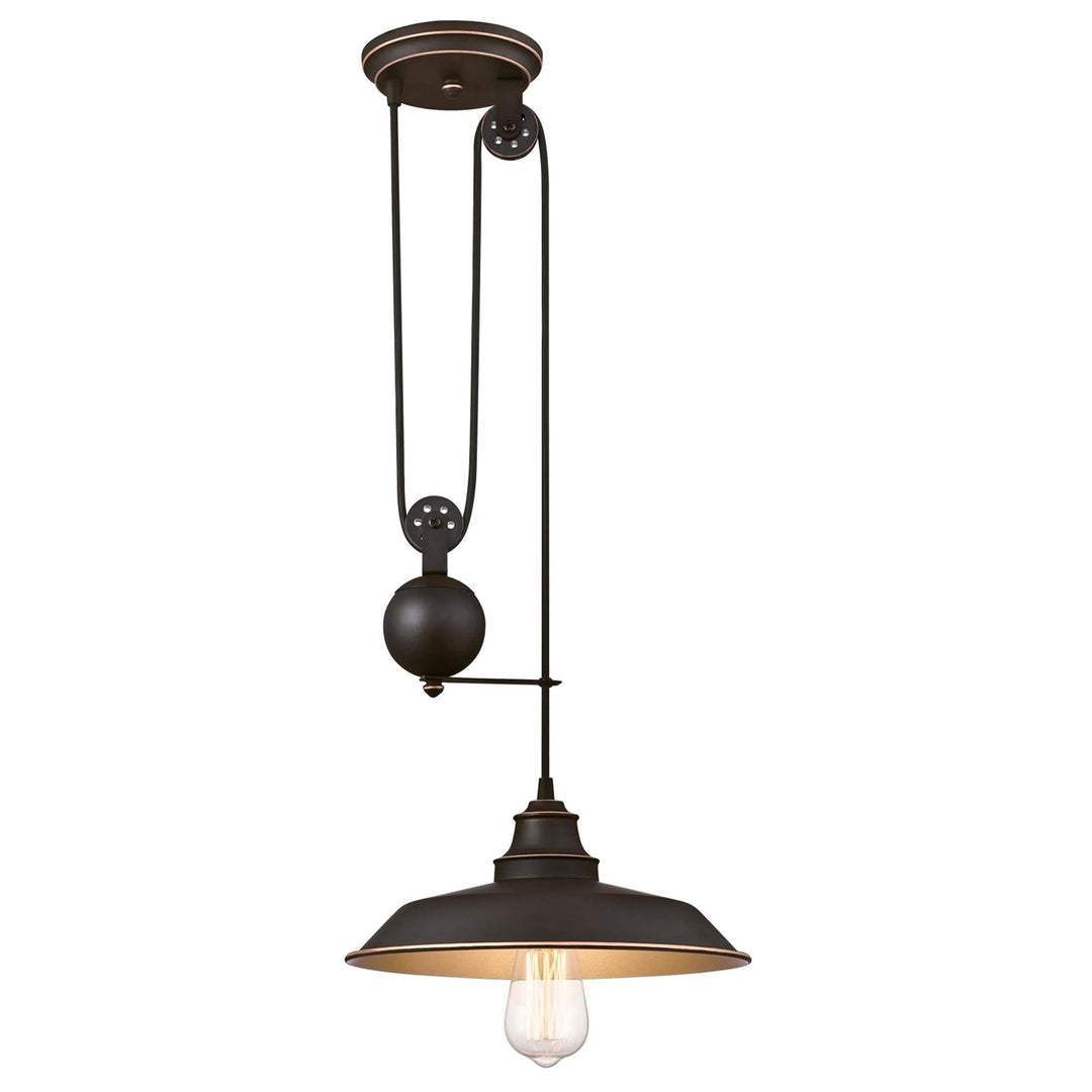 Iron Hill One-Light Indoor Pulley Oil Rubbed Bronze Finish with Highlights