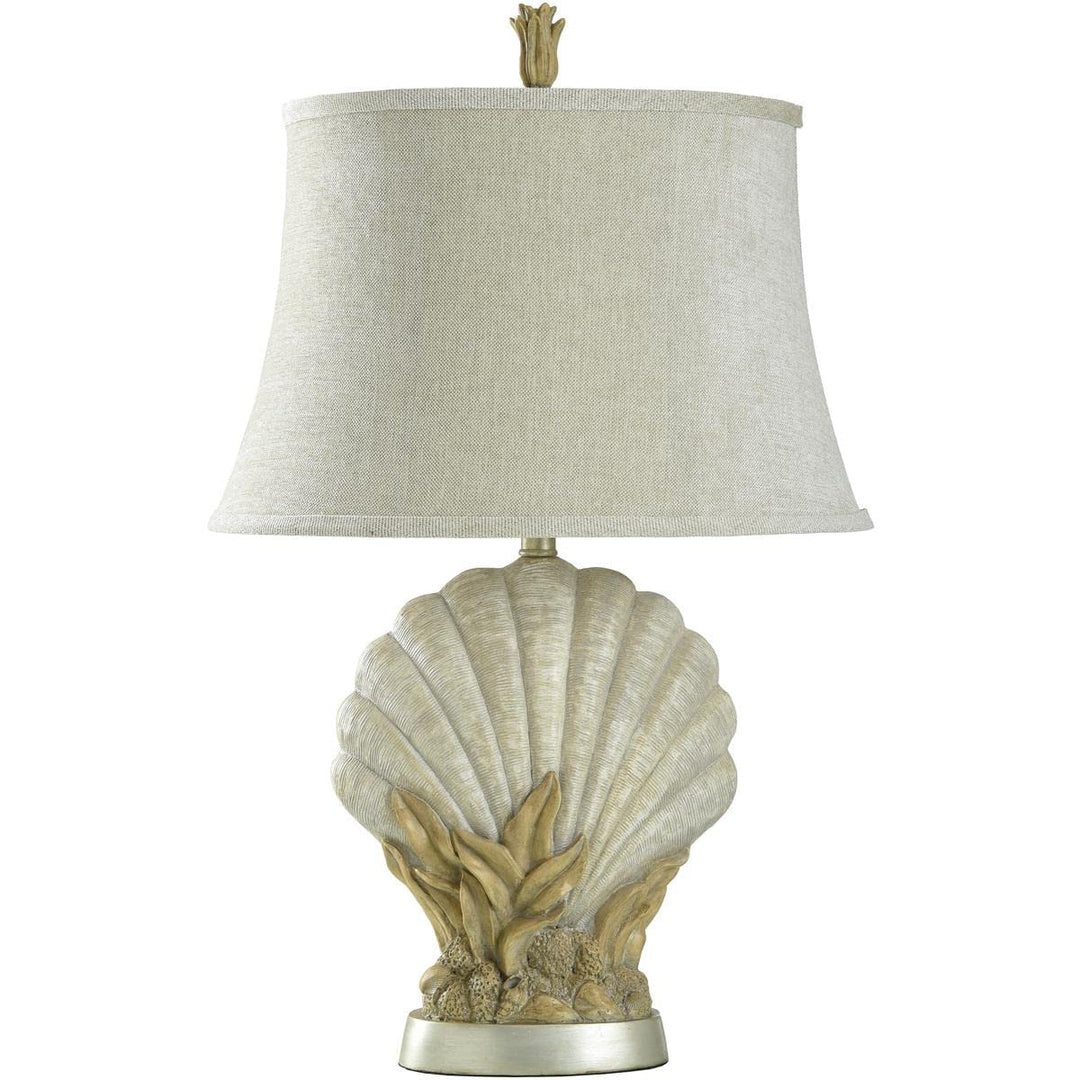 Stylecraft Home Collection Avoca Beach Off-White Coastal Shell Table Lamp