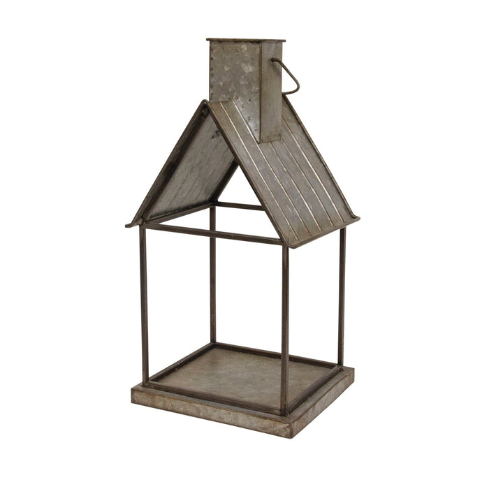 Metal House Lantern Grey Farmhouse Finish