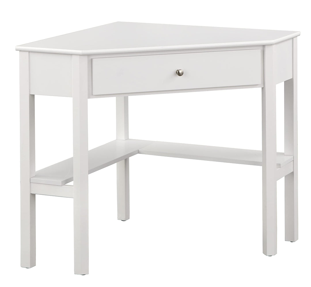 Target Marketing Systems Ellen Corner Desk Drawer and One Storage Shelf for White